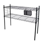 Estantería Etagere de acero con estantes ajustables, color negro, estantería vertical de 2 baldas, marco de acero pequeño, 71 cm de alto, 91 cm de ancho