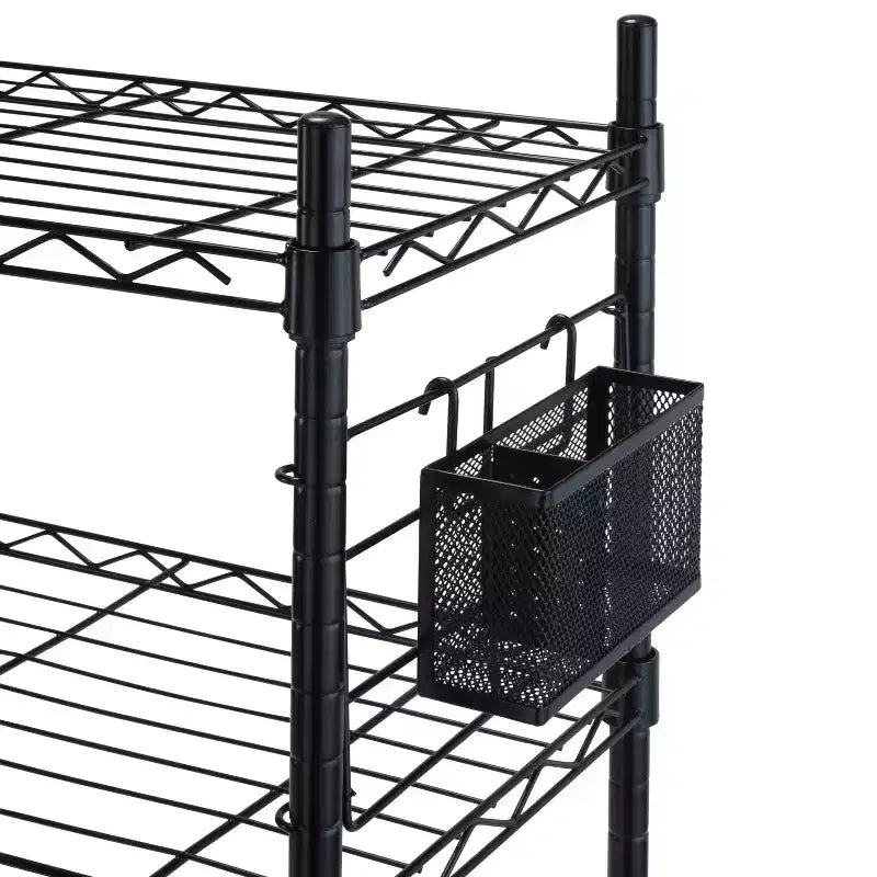 Estantería Etagere de acero con estantes ajustables, color negro, estantería vertical de 2 baldas, marco de acero pequeño, 71 cm de alto, 91 cm de ancho
