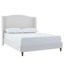Base de cama tamaño queen de 54" con cabecero tapizado con alas, cama con plataforma de chenilla