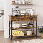 Mesa Sofá Estrecha con Estantes de Almacenamiento, Mesa Pequeña para Entrada, Mesas Consola con 2 Cajones, para Sala de Estar, Pasillo