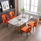 Silla de comedor moderna contemporánea de terciopelo - Tachuelas, patas de metal negro con puntas doradas