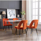 Silla de comedor moderna contemporánea de terciopelo - Tachuelas, patas de metal negro con puntas doradas