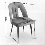 Silla de comedor moderna contemporánea de terciopelo - Tachuelas, patas de metal negro con puntas doradas