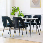 MAYEERTY Modern Contemporary Velvet Dining Chair - Nailheads, Gold-Tipped Black Metal Legs