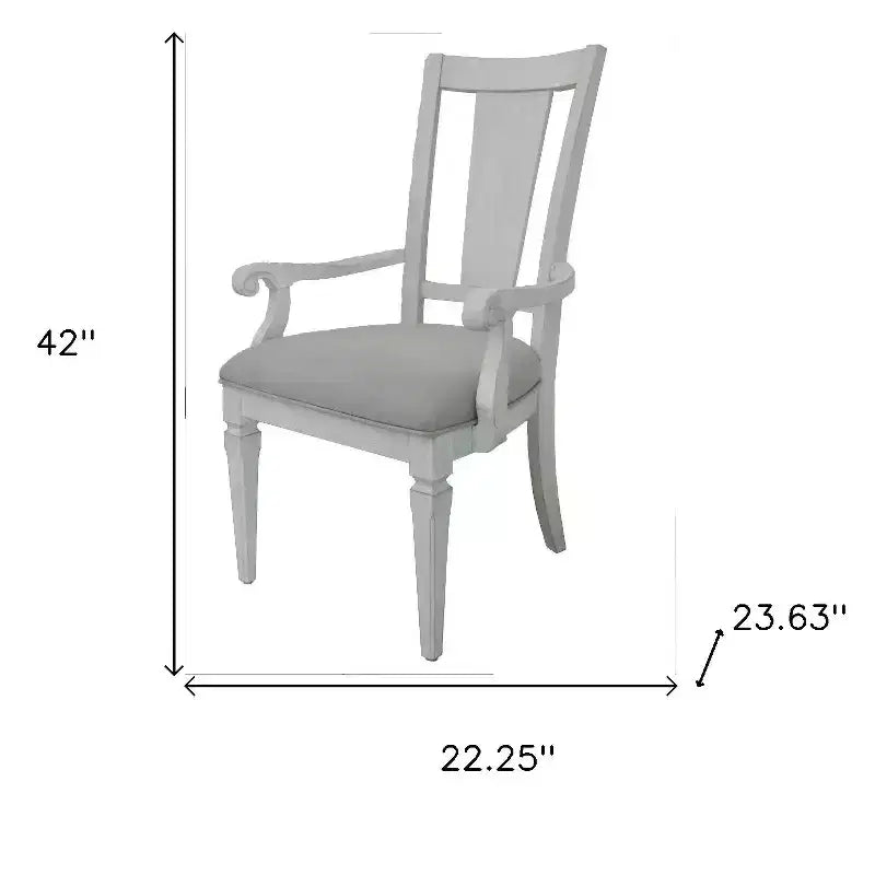 Sillones de comedor tapizados en lino gris claro y blanco, paquete de 2