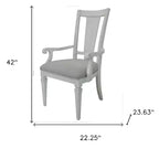 Sillones de comedor tapizados en lino gris claro y blanco, paquete de 2