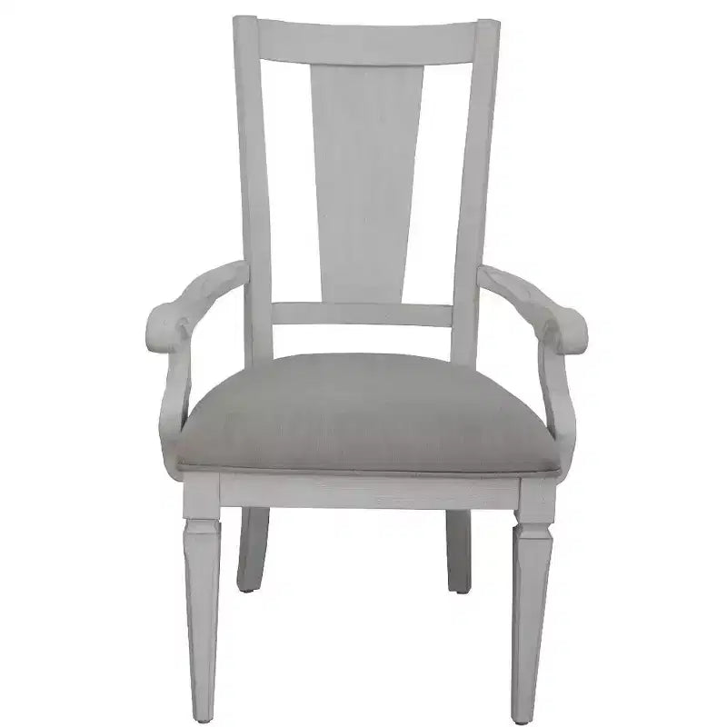 Sillones de comedor tapizados en lino gris claro y blanco, paquete de 2