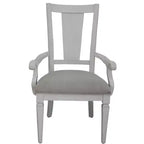 Sillones de comedor tapizados en lino gris claro y blanco, paquete de 2