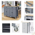 Isla de cocina con encimera de madera y ruedas con freno