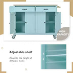 Isla de cocina con encimera de madera y ruedas con freno