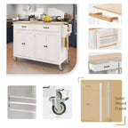 Isla de cocina con encimera de madera y ruedas con freno