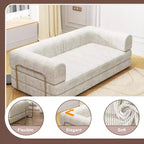 Sofá Cama Convertible de Pana, Colchón Plegable con Estructura de Forma Fija, Futón de 3 Plazas Tamaño King para Oficina en Casa