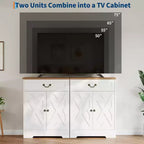 Mueble de almacenamiento de cocina, aparador rústico con cajón y estantes ajustables, organizador de barra de café para comedor, blanco