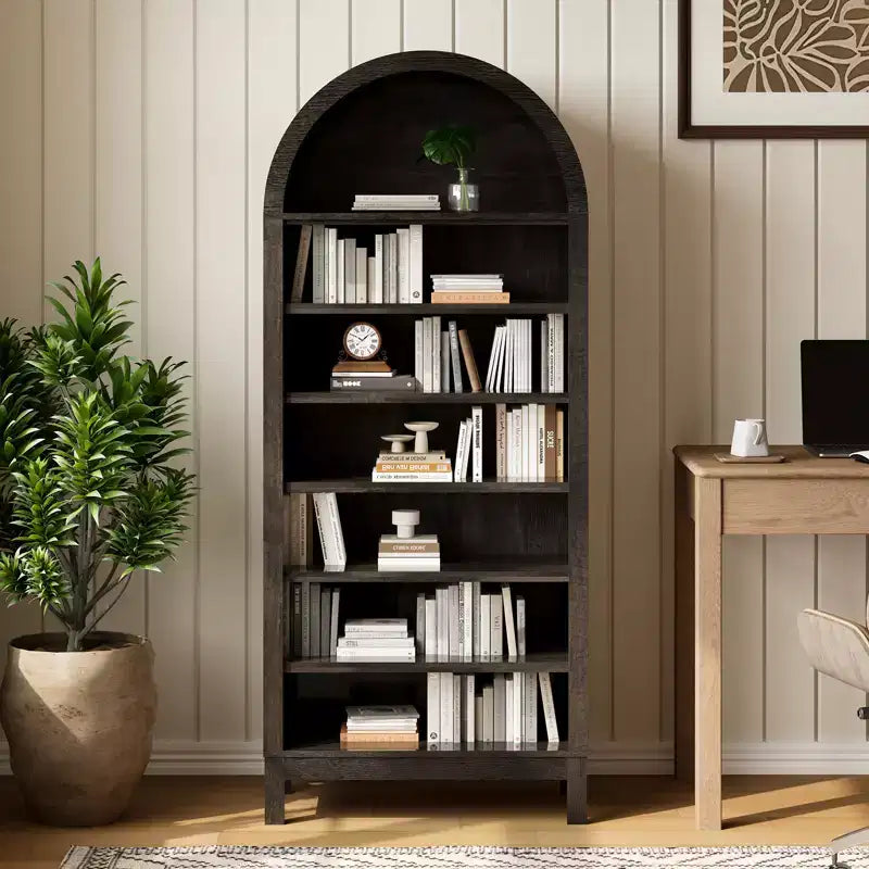 Armario Zapatero Alto de 180 cm con Arco para Entrada, Organizador de Zapatos de Madera de 7 Niveles con Estantes Ajustables, Vitrina Moderna para Pasillo o Dormitorio