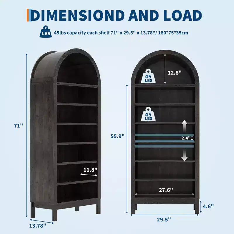 Armario Zapatero Alto de 180 cm con Arco para Entrada, Organizador de Zapatos de Madera de 7 Niveles con Estantes Ajustables, Vitrina Moderna para Pasillo o Dormitorio