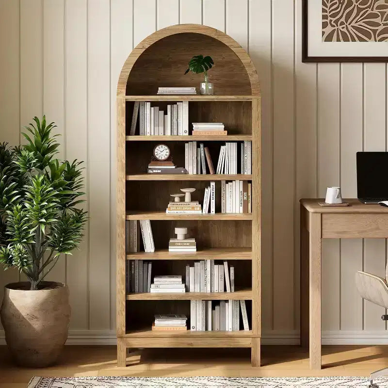 Armario Zapatero Alto de 180 cm con Arco para Entrada, Organizador de Zapatos de Madera de 7 Niveles con Estantes Ajustables, Vitrina Moderna para Pasillo o Dormitorio