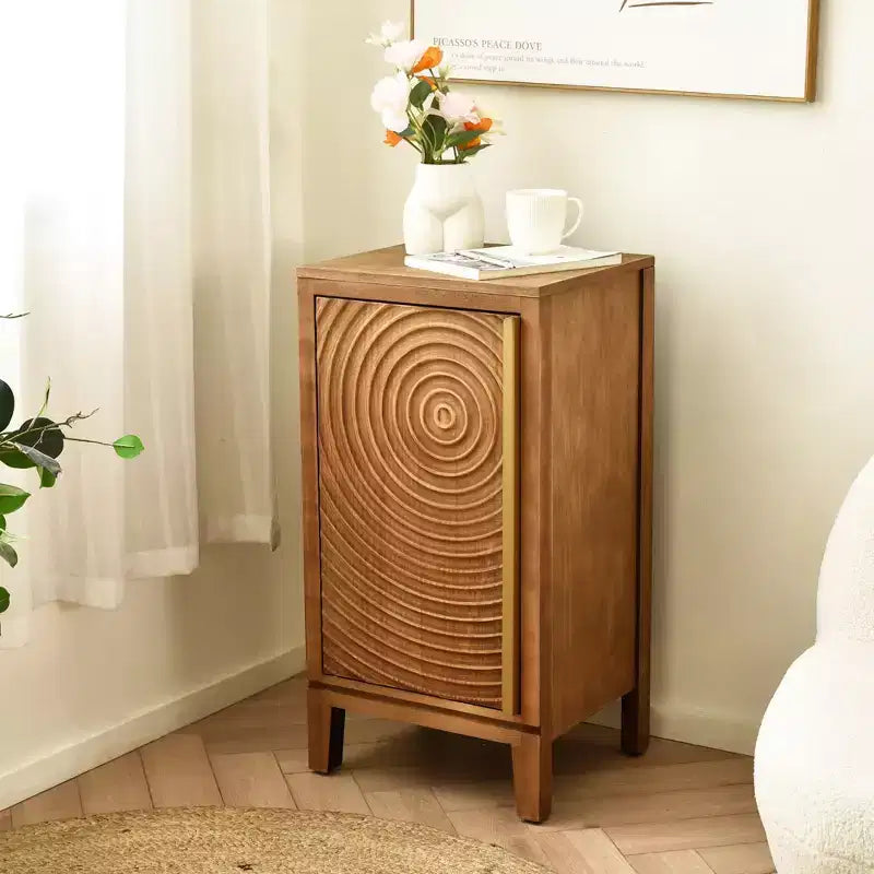 Mesa auxiliar geométrica ondulada con almacenamiento, estilo retro moderno, 16.5 x 14 x 31 pulgadas