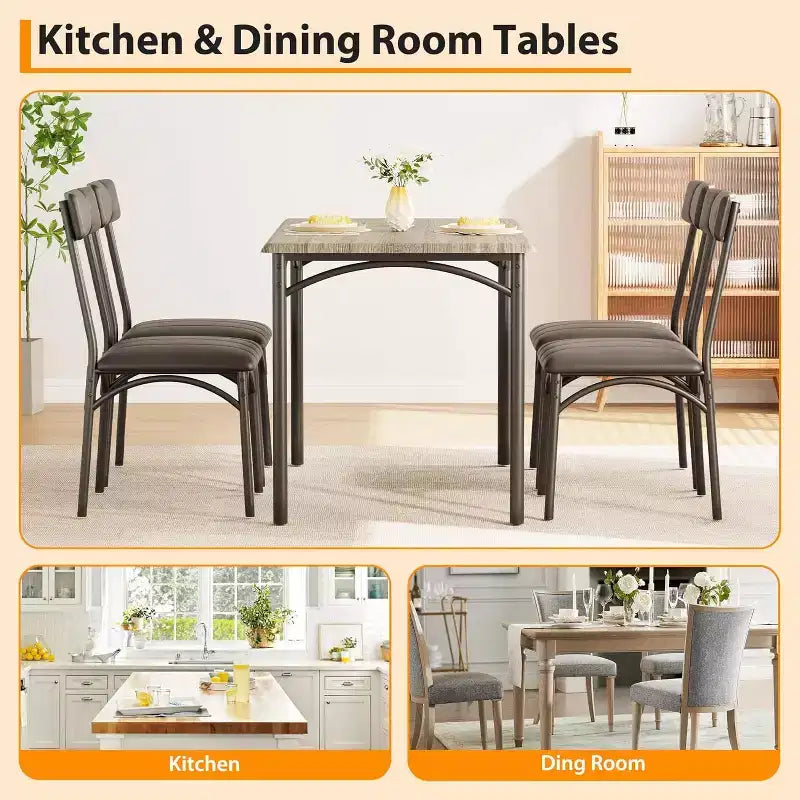 Sillas de comedor de estilo industrial de 4 piezas - Rincón de desayuno para cocina