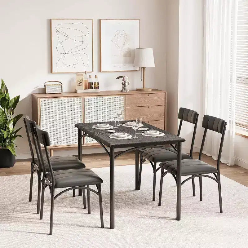 Sillas de comedor de estilo industrial de 4 piezas - Rincón de desayuno para cocina