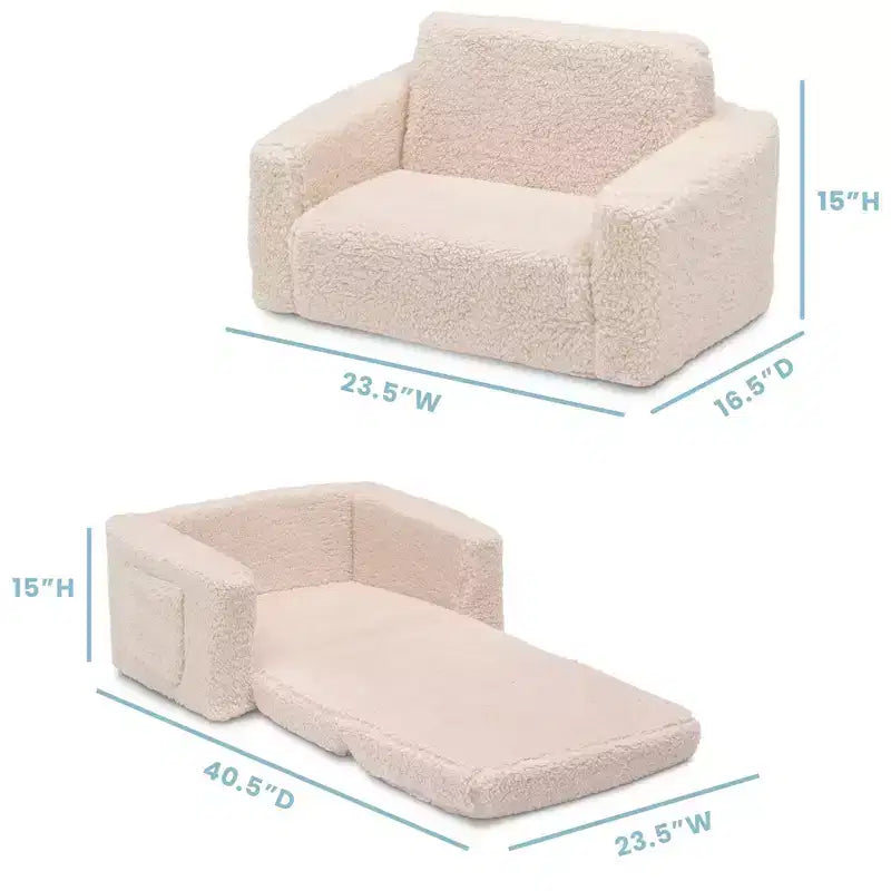 Sillón convertible 2 en 1 para niños de felpa