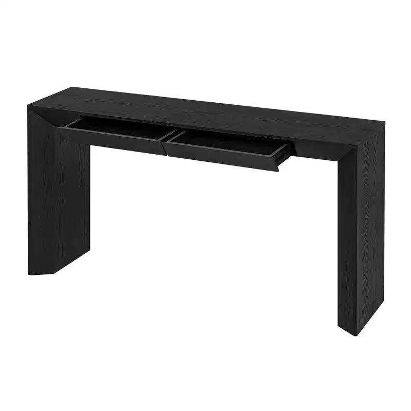 Mesa Consola de Madera con Cajones, Mesa de Entrada con Patas Engrosadas, Mesa de Pasillo Minimalista con Almacenamiento