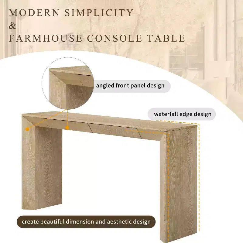 Mesa Consola de Madera con Cajones, Mesa de Entrada con Patas Engrosadas, Mesa de Pasillo Minimalista con Almacenamiento