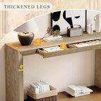 Mesa Consola de Madera con Cajones, Mesa de Entrada con Patas Engrosadas, Mesa de Pasillo Minimalista con Almacenamiento