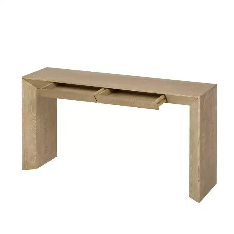 Mesa Consola de Madera con Cajones, Mesa de Entrada con Patas Engrosadas, Mesa de Pasillo Minimalista con Almacenamiento