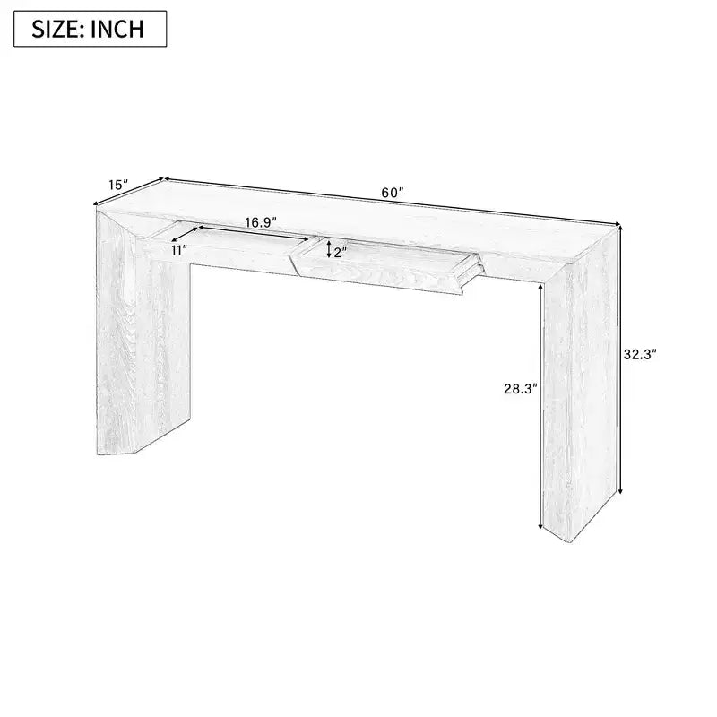 Mesa Consola de Madera con Cajones, Mesa de Entrada con Patas Engrosadas, Mesa de Pasillo Minimalista con Almacenamiento