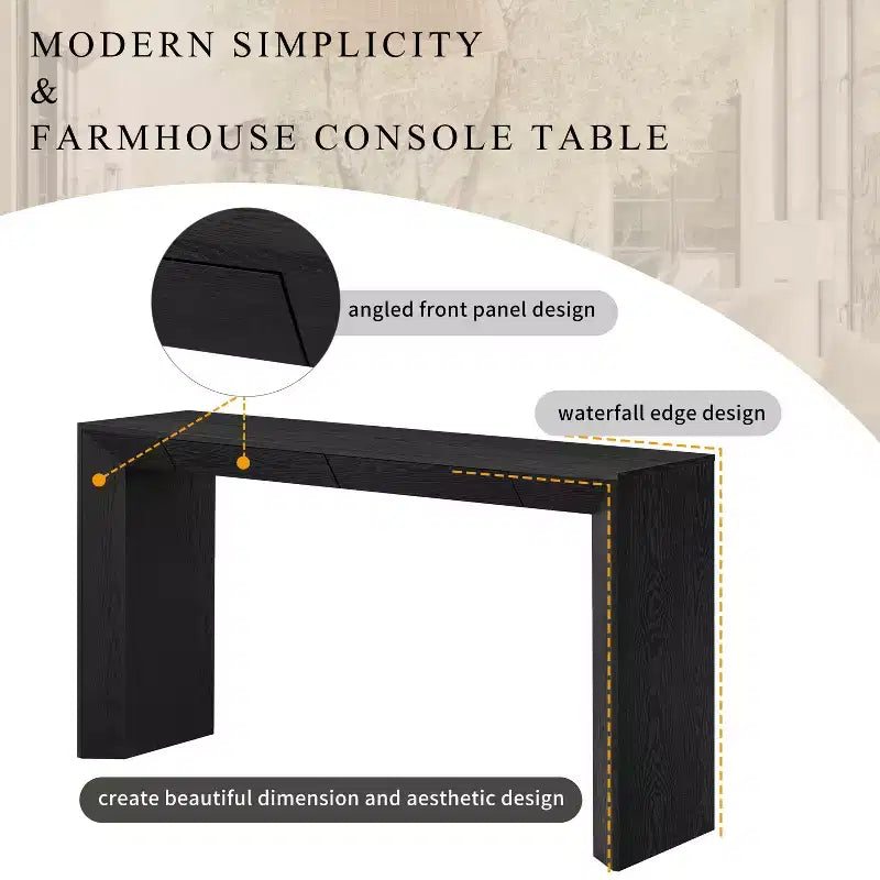 Mesa Consola de Madera con Cajones, Mesa de Entrada con Patas Engrosadas, Mesa de Pasillo Minimalista con Almacenamiento