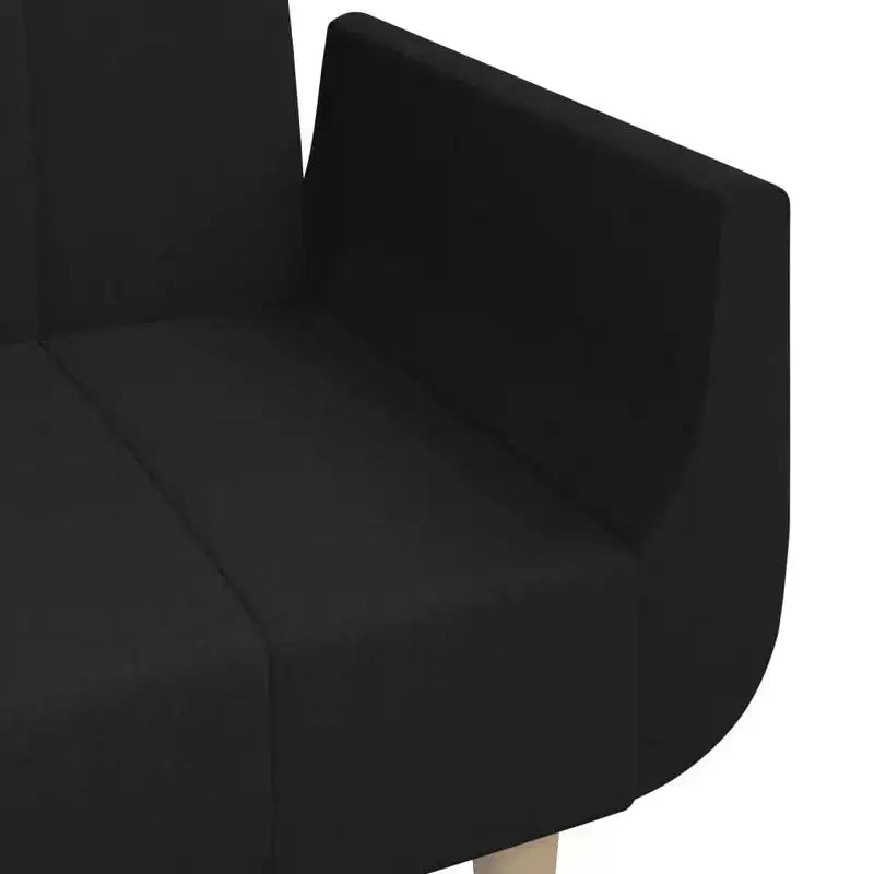 Sofá cama de 2 plazas con dos almohadas de tela negra