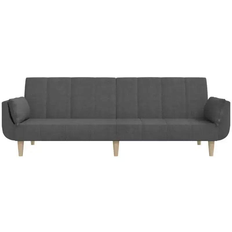 Sofá cama de 2 plazas con dos almohadas de tela negra