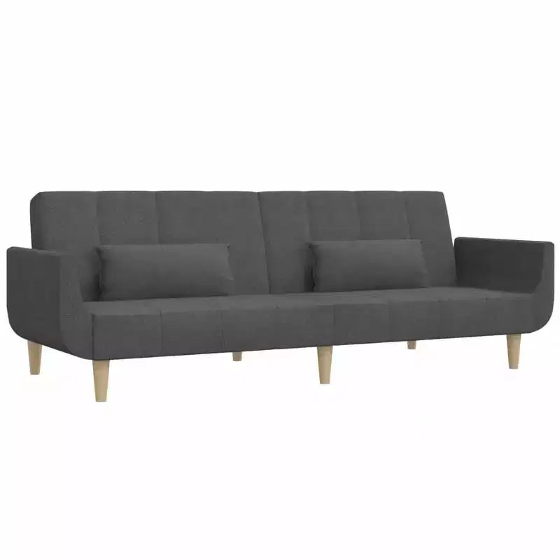 Sofá cama de 2 plazas con dos almohadas de tela negra