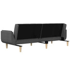 Sofá cama de 2 plazas con dos almohadas de tela negra