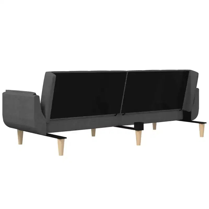 Sofá cama de 2 plazas con dos almohadas de tela negra