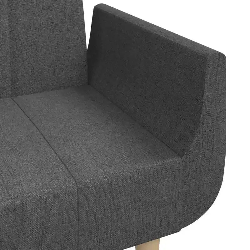 Sofá cama de 2 plazas con dos almohadas de tela negra
