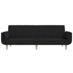 Sofá cama de 2 plazas con dos almohadas de tela negra