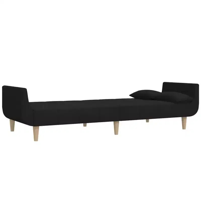 Sofá cama de 2 plazas con dos almohadas de tela negra