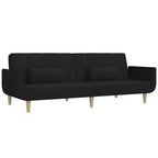 Sofá cama de 2 plazas con dos almohadas de tela negra