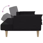 Sofá cama de 2 plazas con dos almohadas de tela negra