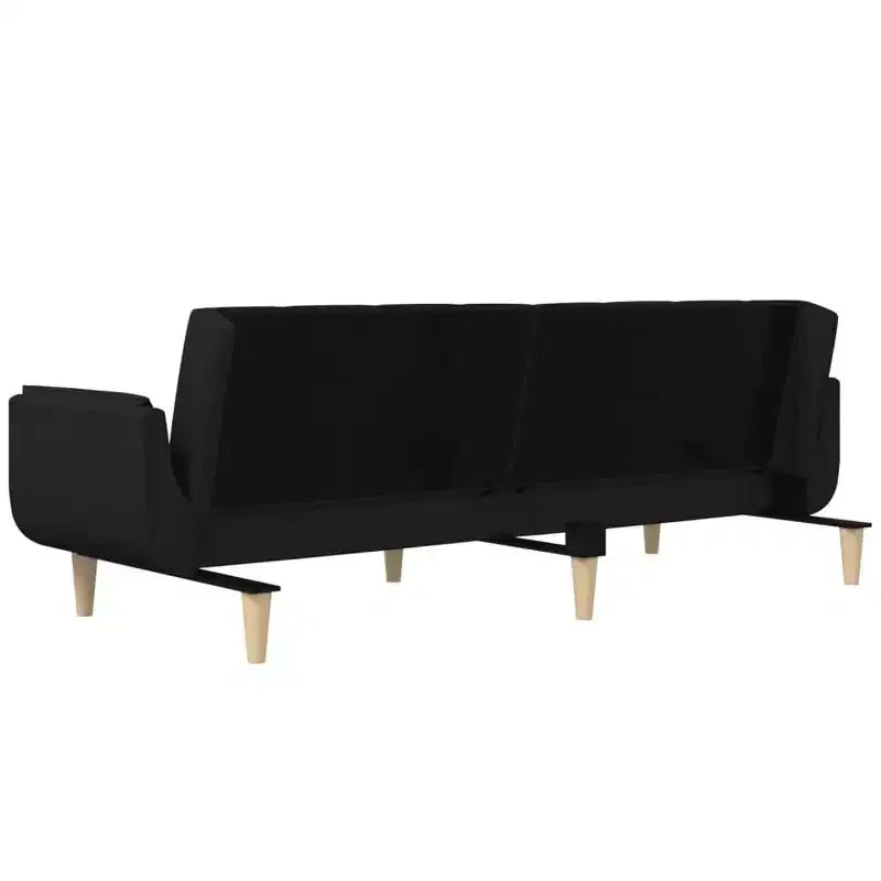 Sofá cama de 2 plazas con dos almohadas de tela negra