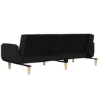 Sofá cama de 2 plazas con dos almohadas de tela negra