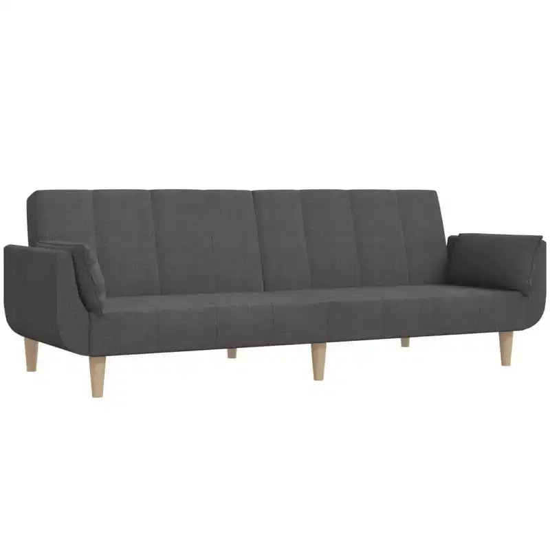 Sofá cama de 2 plazas con dos almohadas de tela negra