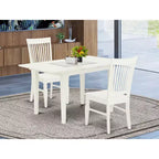 Juego de comedor moderno de 3 piezas con 2 sillas - Dinette blanco lino