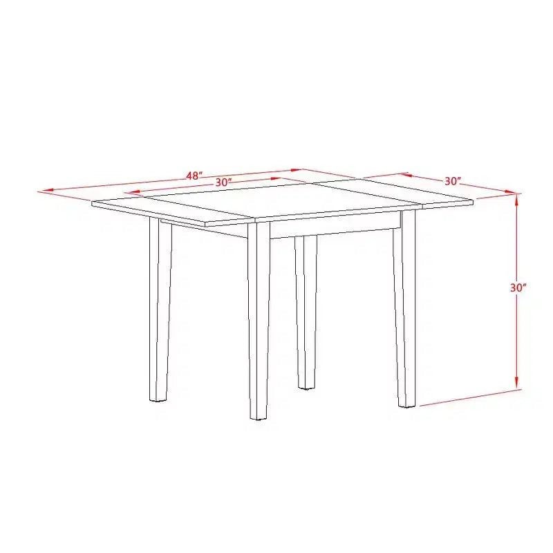 Juego de comedor de 5 piezas de lino con acabado blanco y mesa de madera maciza - Para 4 personas
