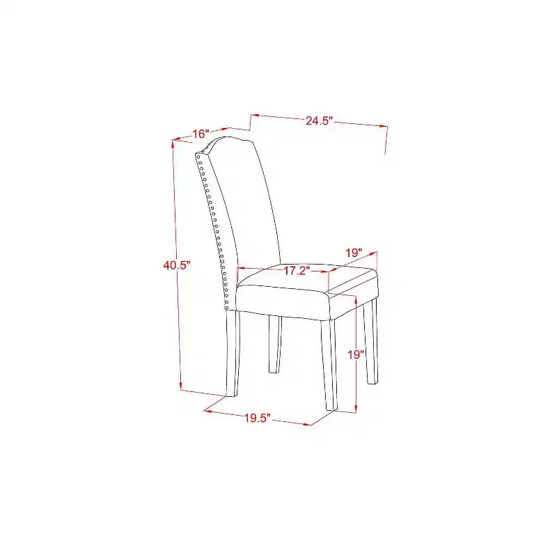 Juego de comedor de 5 piezas de lino con acabado blanco y mesa de madera maciza - Para 4 personas