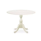 Juego de comedor de 5 piezas con tapa de madera maciza en acabado blanco lino con 4 sillas, respaldo de celosía con alas abatibles