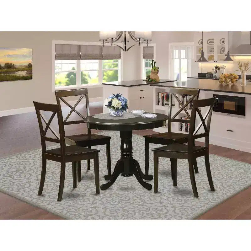 Juego de mesa de cocina para 4 personas - Mesa de comedor redonda de 42 pulgadas con 4 sillas - Juego de comedor clásico y encantador