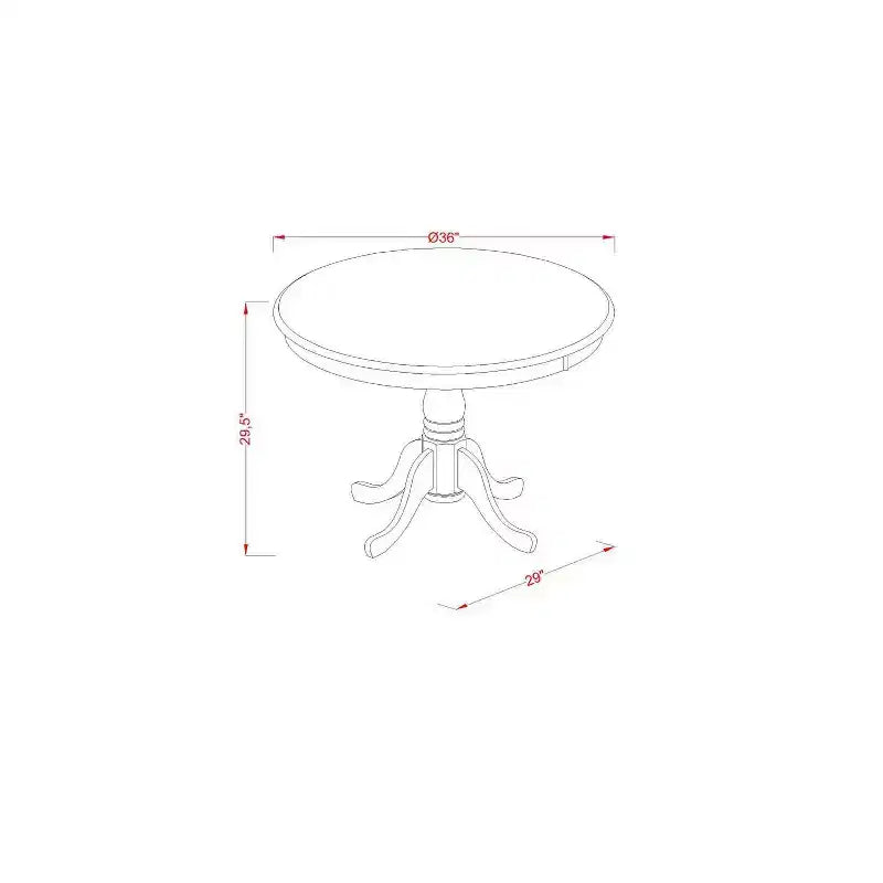 Juego de comedor redondo de 3 piezas con parte superior de madera maciza con acabado de caoba - 4 asientos