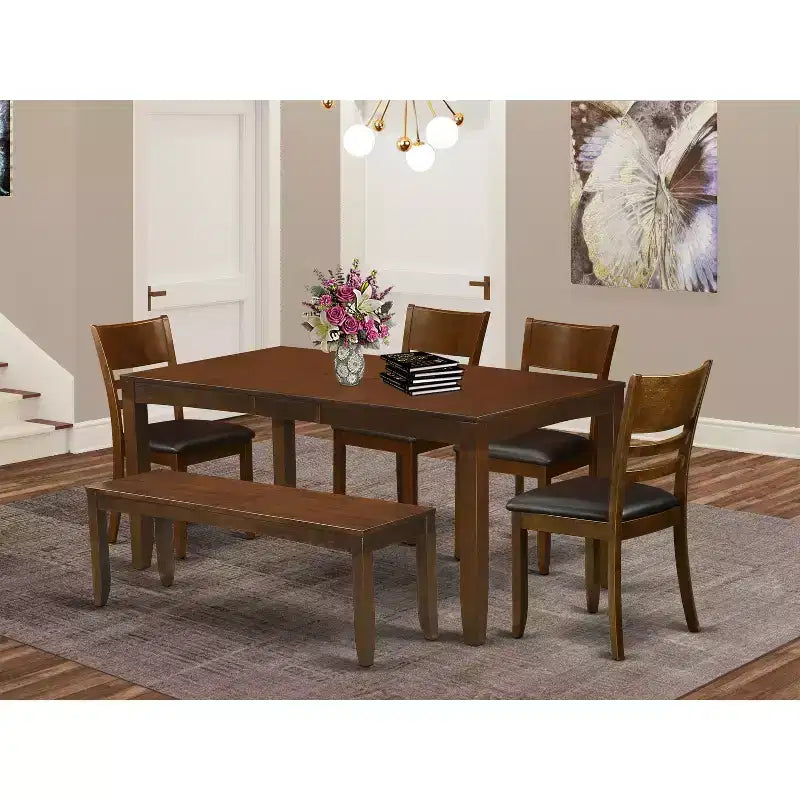 Juego de comedor rústico - Mesa con extensión y sillas - Juego de mesa de cocina estilo casa de campo